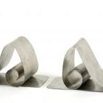 Stainless Steel Swirl Book Ends